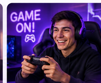 Pessoa jogando online com conexão de alta qualidade
